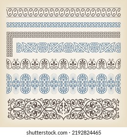 Set of seamless decorative borders