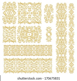 Set of seamless decorative elements and ribbons 