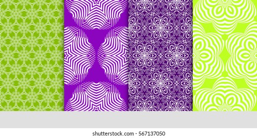 set of Seamless decorative geometric floral pattern. vector illustration.