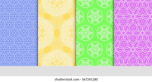 set of Seamless decorative geometric floral pattern. vector illustration.