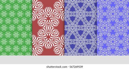set of Seamless decorative geometric floral pattern. vector illustration.