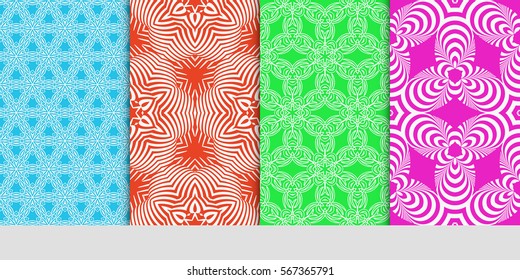 set of Seamless decorative geometric floral pattern. vector illustration. set of Seamless decorative geometric floral pattern. vector illustration.
