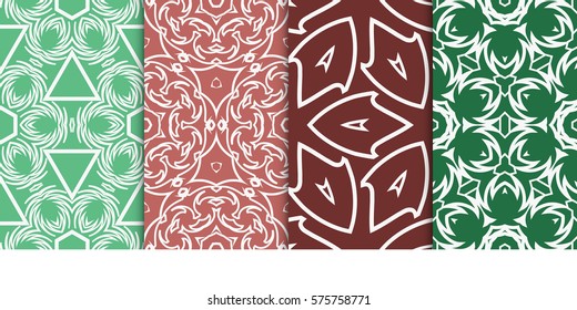 set of Seamless decorative geometric floral pattern. vector illustration.