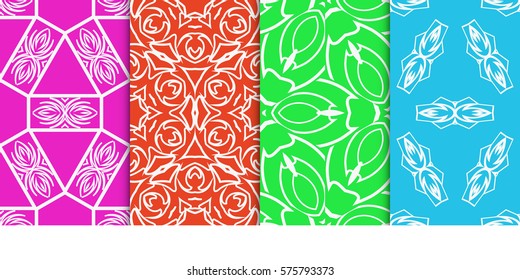 set of Seamless decorative geometric floral pattern. vector illustration.