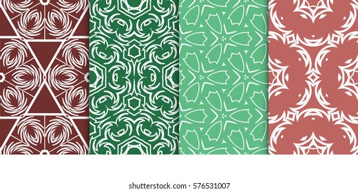 set of Seamless decorative geometric floral pattern. vector illustration.