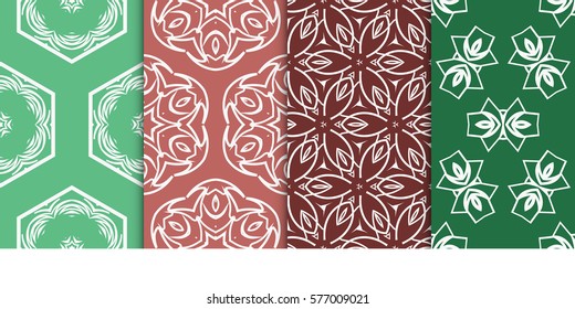 set of Seamless decorative geometric floral pattern. vector illustration.