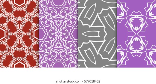 set of Seamless decorative geometric floral pattern. vector illustration.