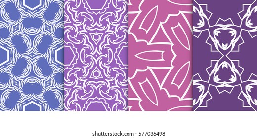 set of Seamless decorative geometric floral pattern. vector illustration.