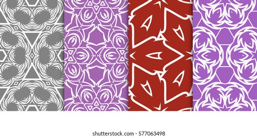 set of Seamless decorative geometric floral pattern. vector illustration.