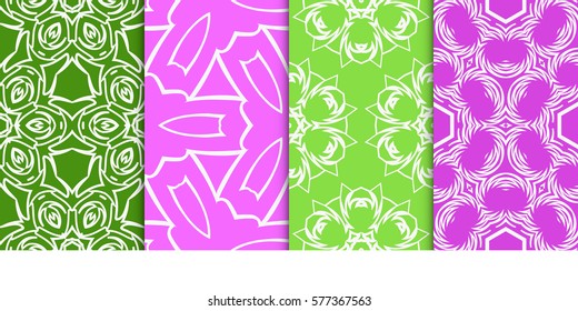 set of Seamless decorative geometric floral pattern. vector illustration. For interior design, wallpaper, decoration print, fill pages, fabric, decor, print