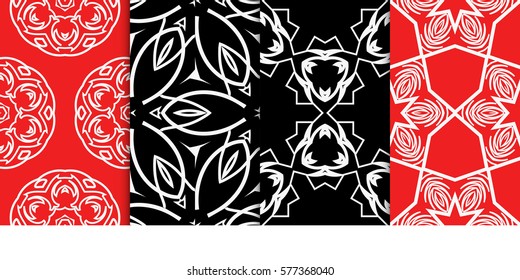 set of Seamless decorative geometric floral pattern. vector illustration. For interior design, wallpaper, decoration print, fill pages, fabric, decor, print