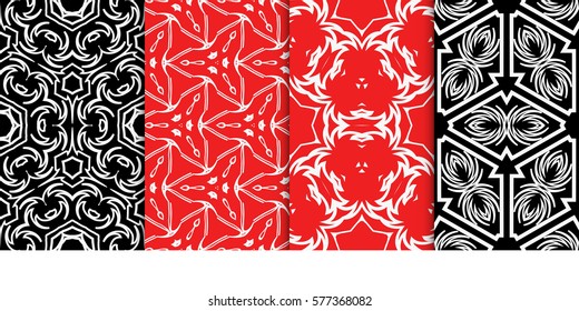 set of Seamless decorative geometric floral pattern. vector illustration. For interior design, wallpaper, decoration print, fill pages, fabric, decor, print