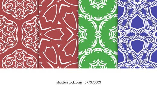 set of Seamless decorative geometric floral pattern. vector illustration. For interior design, wallpaper, decoration print, fill pages, fabric, decor, print