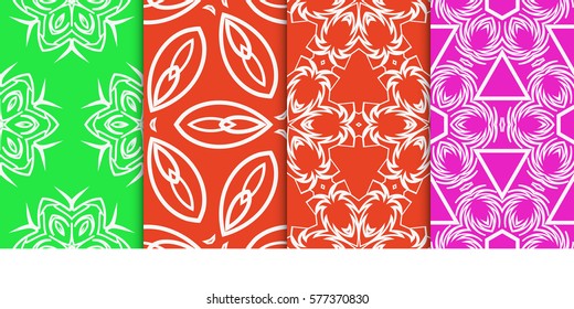 set of Seamless decorative geometric floral pattern. vector illustration. For interior design, wallpaper, decoration print, fill pages, fabric, decor, print