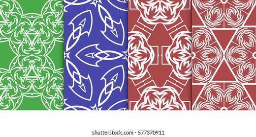 set of Seamless decorative geometric floral pattern. vector illustration. For interior design, wallpaper, decoration print, fill pages, fabric, decor, print