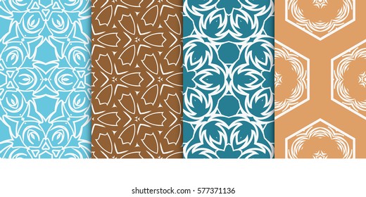set of Seamless decorative geometric floral pattern. vector illustration. For interior design, wallpaper, decoration print, fill pages, fabric, decor, print