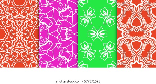 set of Seamless decorative geometric floral pattern. vector illustration. For interior design, wallpaper, decoration print, fill pages, fabric, decor, print