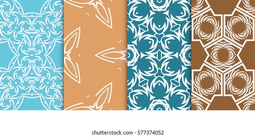 set of Seamless decorative geometric floral pattern. vector illustration. For interior design, wallpaper, decoration print, fill pages, fabric, decor, print