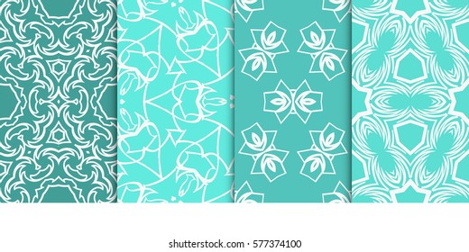 set of Seamless decorative geometric floral pattern. vector illustration. For interior design, wallpaper, decoration print, fill pages, fabric, decor, print