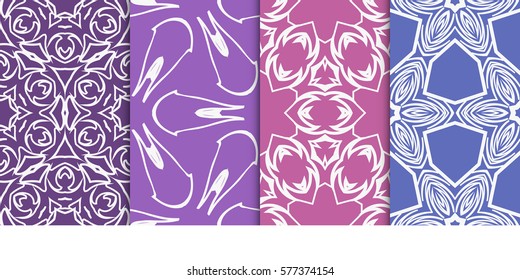 set of Seamless decorative geometric floral pattern. vector illustration. For interior design, wallpaper, decoration print, fill pages, fabric, decor, print