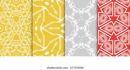 set of Seamless decorative geometric floral pattern. vector illustration. For interior design, wallpaper, decoration print, fill pages, fabric, decor, print