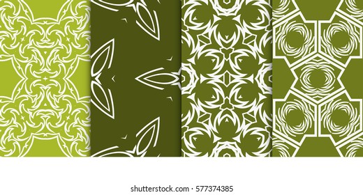 set of Seamless decorative geometric floral pattern. vector illustration. For interior design, wallpaper, decoration print, fill pages, fabric, decor, print