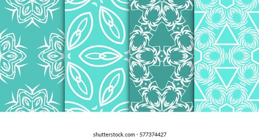 set of Seamless decorative geometric floral pattern. vector illustration. For interior design, wallpaper, decoration print, fill pages, fabric, decor, print