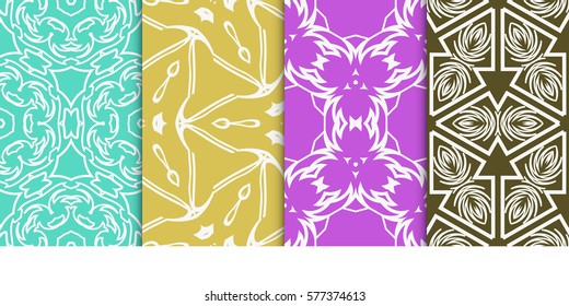 set of Seamless decorative geometric floral pattern. vector illustration. For interior design, wallpaper, decoration print, fill pages, fabric, decor, print