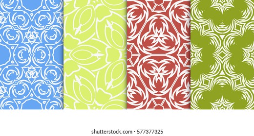 set of Seamless decorative geometric floral pattern. vector illustration. For interior design, wallpaper, decoration print, fill pages, fabric, decor, print