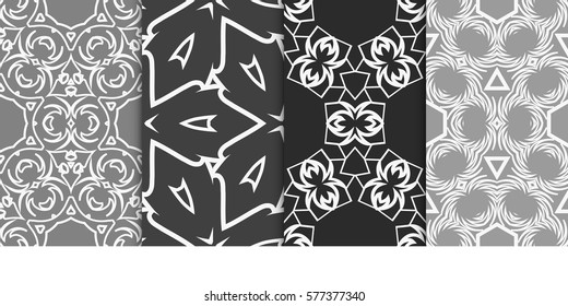 set of Seamless decorative geometric floral pattern. vector illustration. For interior design, wallpaper, decoration print, fill pages, fabric, decor, print