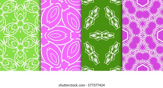 set of Seamless decorative geometric floral pattern. vector illustration. For interior design, wallpaper, decoration print, fill pages, fabric, decor, print