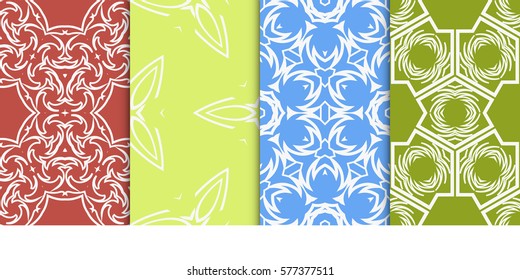 set of Seamless decorative geometric floral pattern. vector illustration. For interior design, wallpaper, decoration print, fill pages, fabric, decor, print