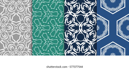 set of Seamless decorative geometric floral pattern. vector illustration. For interior design, wallpaper, decoration print, fill pages, fabric, decor, print