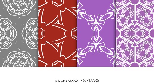 set of Seamless decorative geometric floral pattern. vector illustration. For interior design, wallpaper, decoration print, fill pages, fabric, decor, print