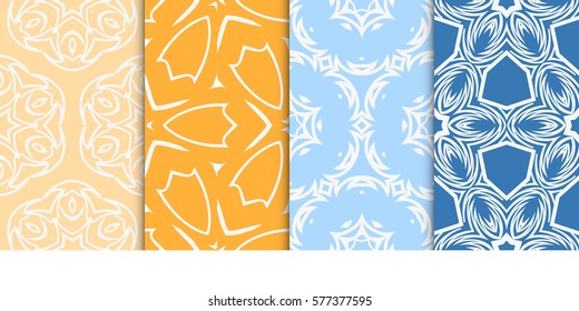 set of Seamless decorative geometric floral pattern. vector illustration. For interior design, wallpaper, decoration print, fill pages, fabric, decor, print