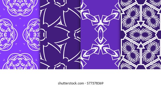 set of Seamless decorative geometric floral pattern. vector illustration. For interior design, wallpaper, decoration print, fill pages, fabric, decor, print