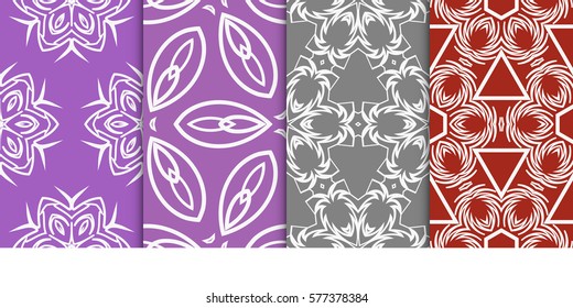 set of Seamless decorative geometric floral pattern. vector illustration. For interior design, wallpaper, decoration print, fill pages, fabric, decor, print