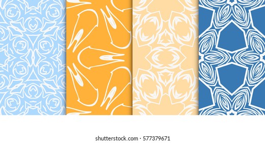 set of Seamless decorative geometric floral pattern. vector illustration. For interior design, wallpaper, decoration print, fill pages, fabric, decor, print
