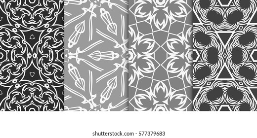 set of Seamless decorative geometric floral pattern. vector illustration. For interior design, wallpaper, decoration print, fill pages, fabric, decor, print
