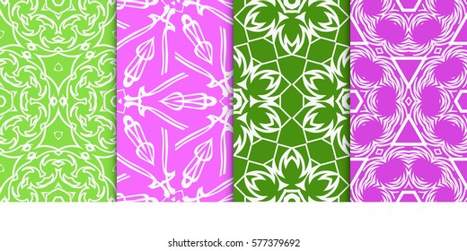 set of Seamless decorative geometric floral pattern. vector illustration. For interior design, wallpaper, decoration print, fill pages, fabric, decor, print