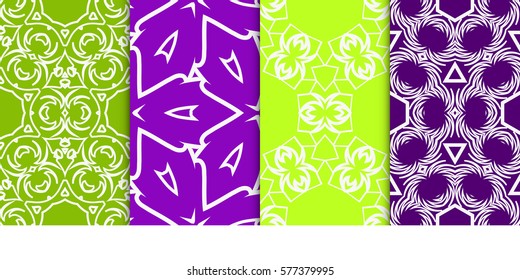 set of Seamless decorative geometric floral pattern. vector illustration. For interior design, wallpaper, decoration print, fill pages, fabric, decor, print