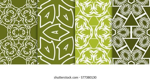 set of Seamless decorative geometric floral pattern. vector illustration. For interior design, wallpaper, decoration print, fill pages, fabric, decor, print