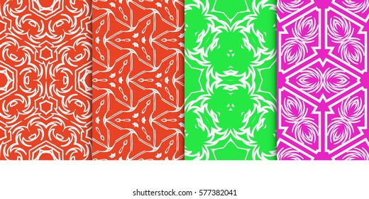 set of Seamless decorative geometric floral pattern. vector illustration. For interior design, wallpaper, decoration print, fill pages, fabric, decor, print