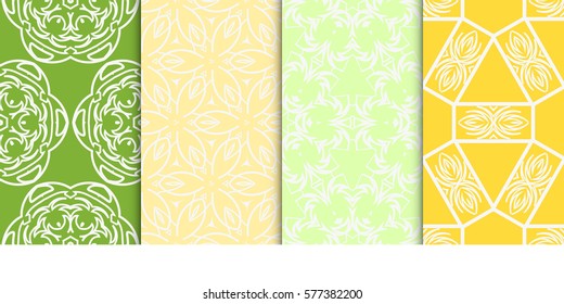 set of Seamless decorative geometric floral pattern. vector illustration. For interior design, wallpaper, decoration print, fill pages, fabric, decor, print