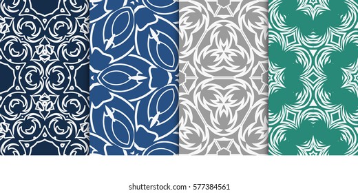 set of Seamless decorative geometric floral pattern. vector illustration. For interior design, wallpaper, decoration print, fill pages, fabric, decor, print