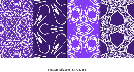 set of Seamless decorative geometric floral pattern. vector illustration. For interior design, wallpaper, decoration print, fill pages, fabric, decor, print
