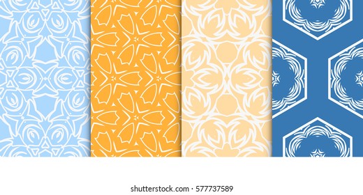 set of Seamless decorative geometric floral pattern. vector illustration. For interior design, wallpaper, decoration print, fill pages, fabric, decor, print