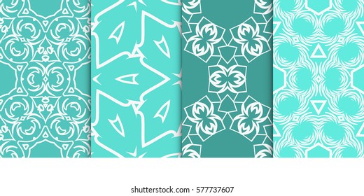 set of Seamless decorative geometric floral pattern. vector illustration. For interior design, wallpaper, decoration print, fill pages, fabric, decor, print