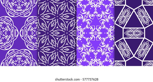 set of Seamless decorative geometric floral pattern. vector illustration. For interior design, wallpaper, decoration print, fill pages, fabric, decor, print