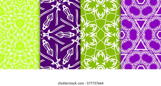 set of Seamless decorative geometric floral pattern. vector illustration. For interior design, wallpaper, decoration print, fill pages, fabric, decor, print